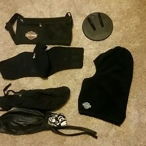 Various head wear for motorcycling etc